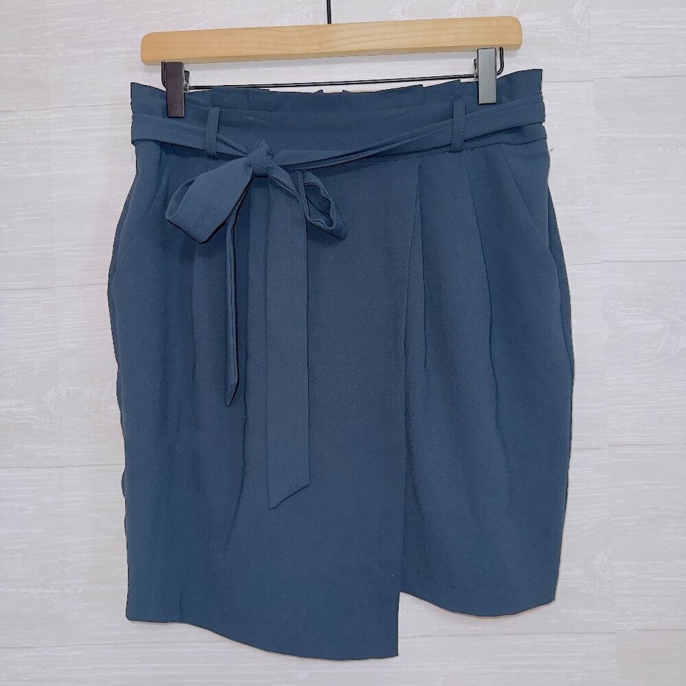 Francesca's NWT Women's Harper Blue Tie Waist High Rise Asymmetrical Skirt